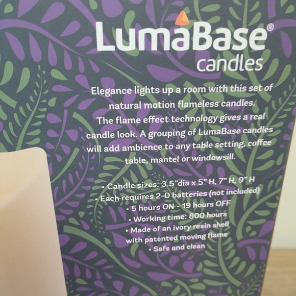 LUMABASE Battery Operated LED Resin Candles with Moving Flame (set of 3) - Picture 8 of 8